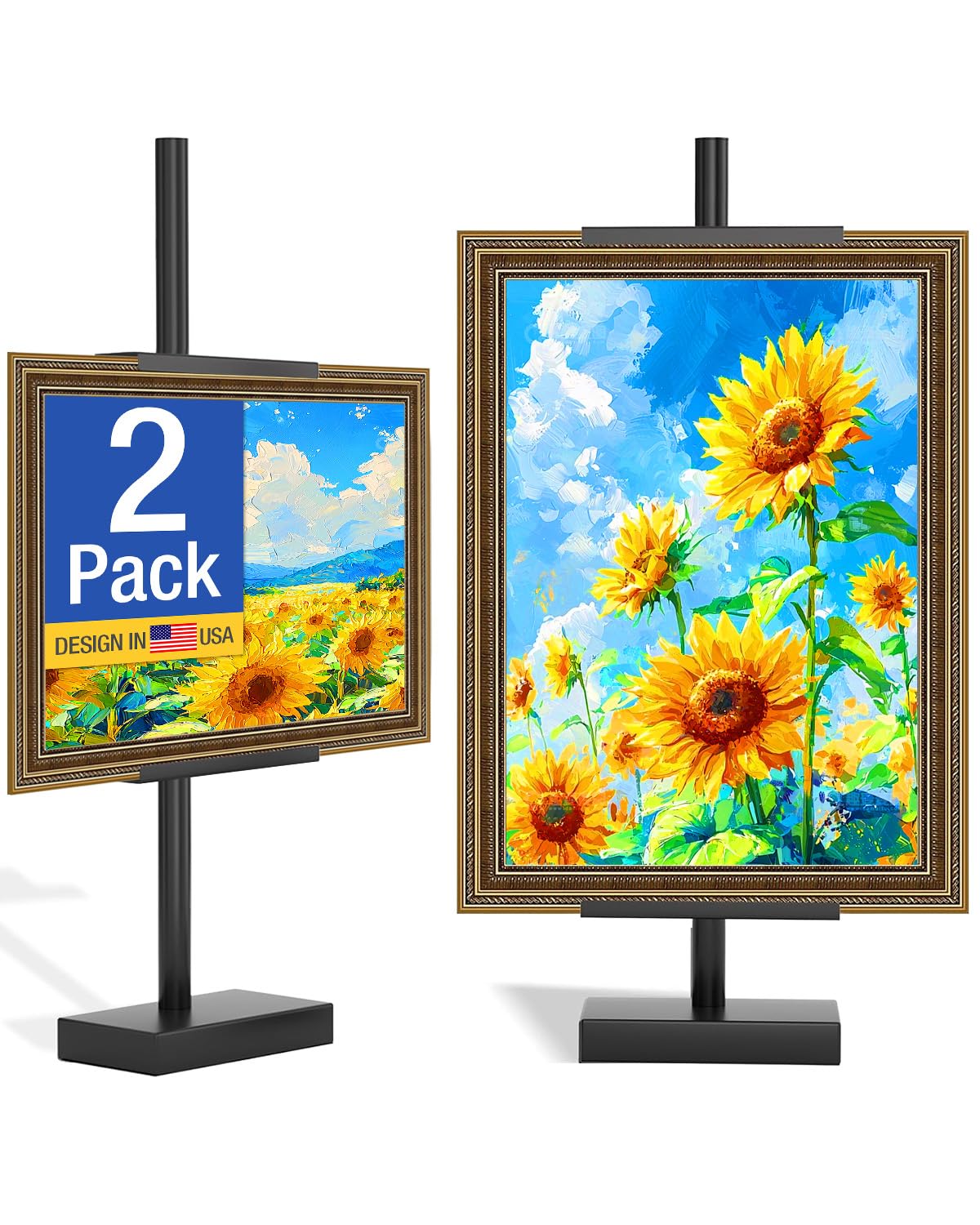 Photo 1 of 2Pack Adjustable Tabletop Easel Stand for Picture Frames, Picture Easels for Display Up to 30" H?Adjustable Detachable Tabletop Easel, Table Top Frame Holder for Artwork, Photos, (Black)