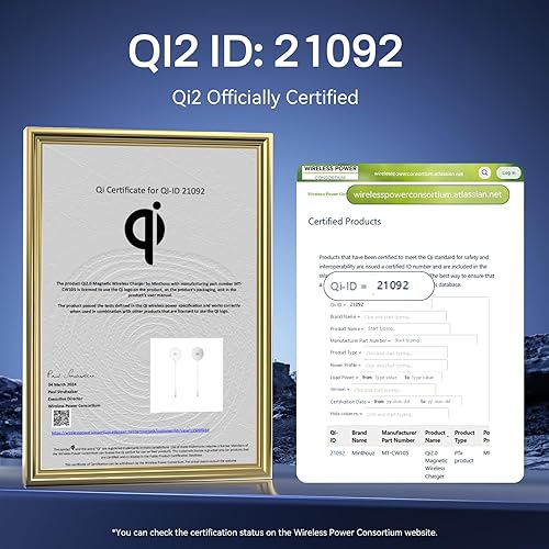 Miniatura 2 de Cargador inalámbrico magnético Qi2, cargador inalámbrico Minthouz de 15 W de carga rápida para iPhone, almohadilla de carga inalámbrica segura para