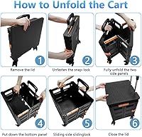 Vista 226 de FELICON SELORSS - Carrito plegable portátil con ruedas para subir escaleras y ruedas giratorias de 360°, mango telescópico, caja de plástico