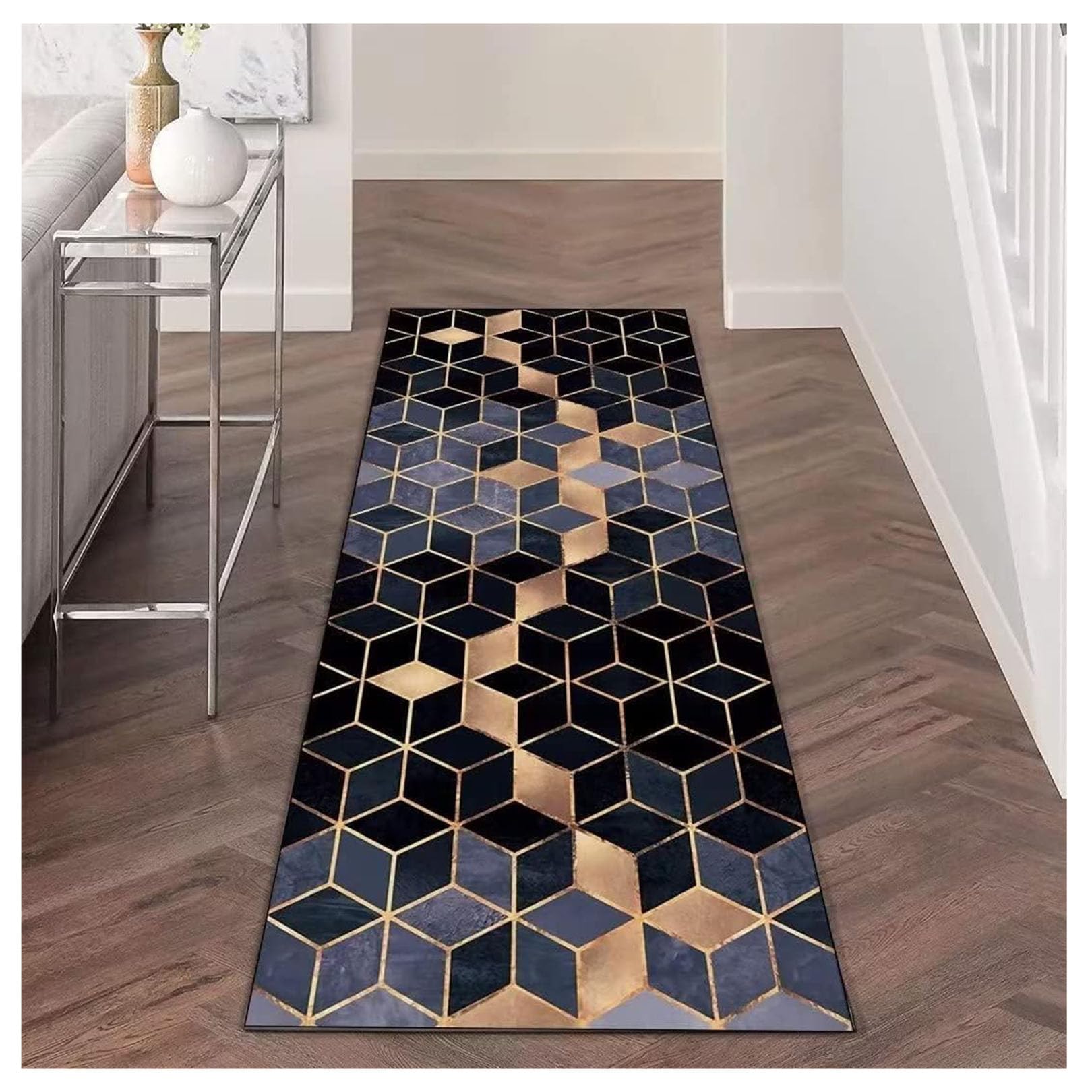 Tapis de passage bleu antidérapant pour sécuriser et décorer le couloir
