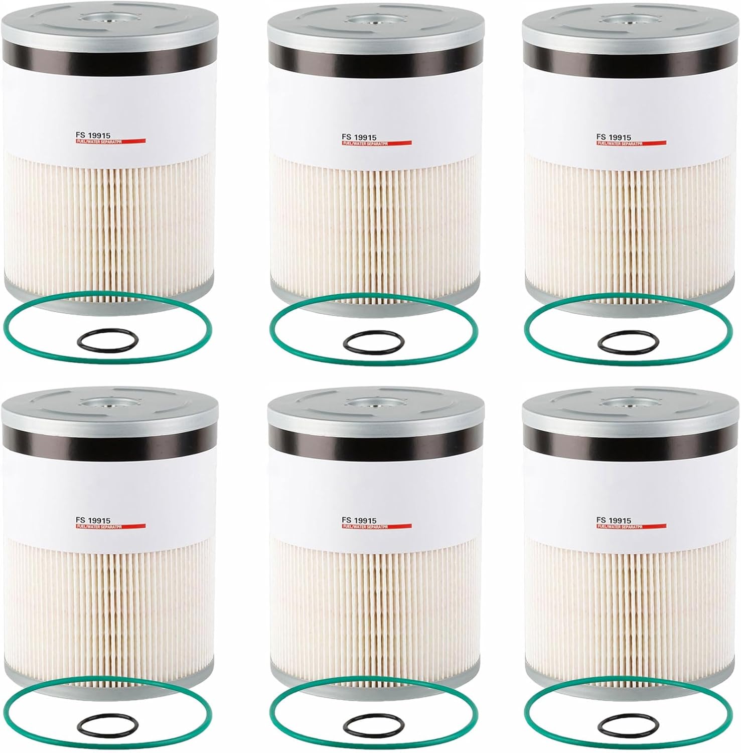 FS19915 Fuel Filter L9915F Water Separator Compatible With Cummins ISX 15 Detroit Diesel Engine DD13 DD15 DD16 Replaces FS19915 P551011 P550854 PF9804 L9915F A4720921205 A0000903651 6PACK