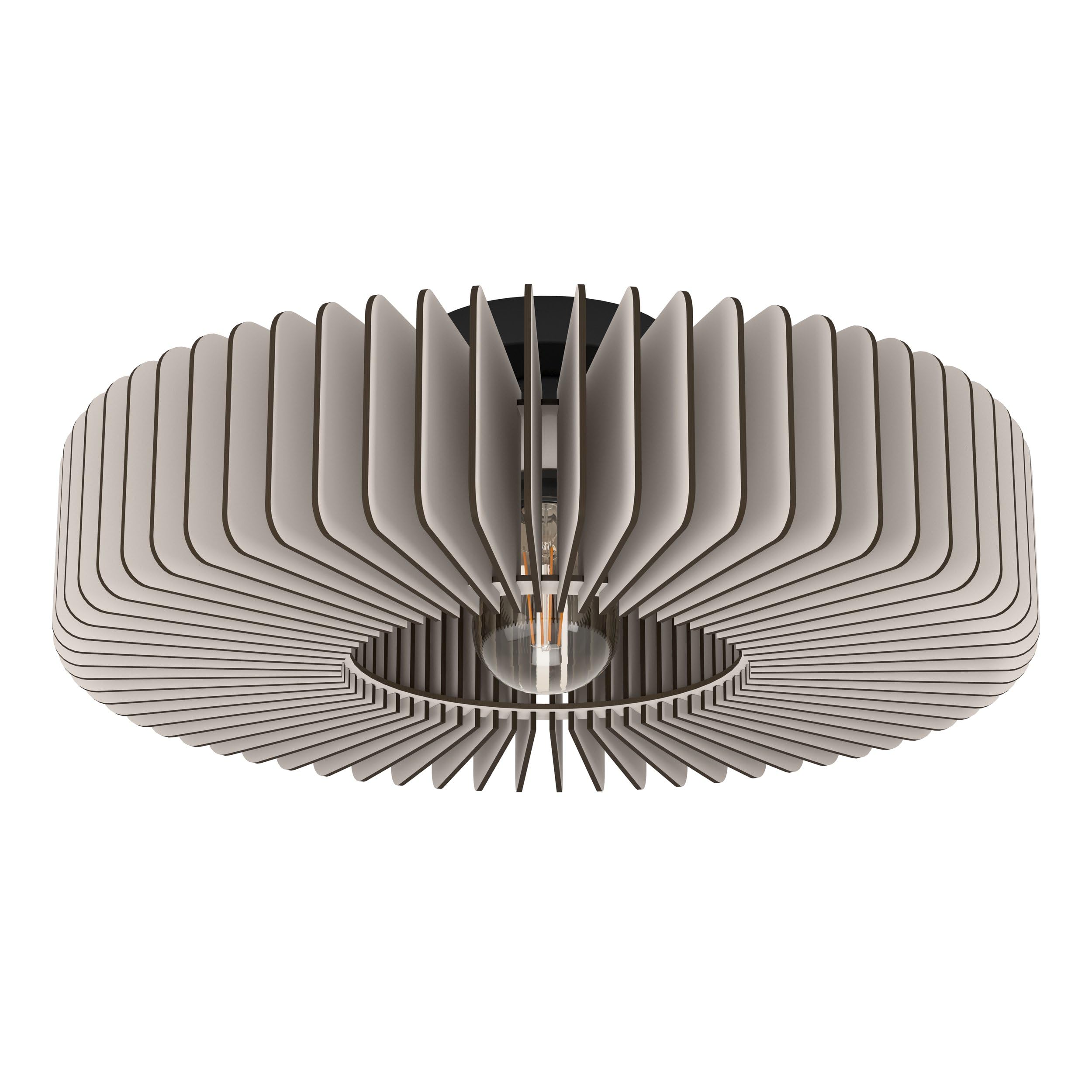 Eglo Grey Ceiling Light Fixture Palombaia, Flush Ceiling Lamp, Round Living Room And Bedroom Lighting, Wood, E27 Socket, Ø 20"