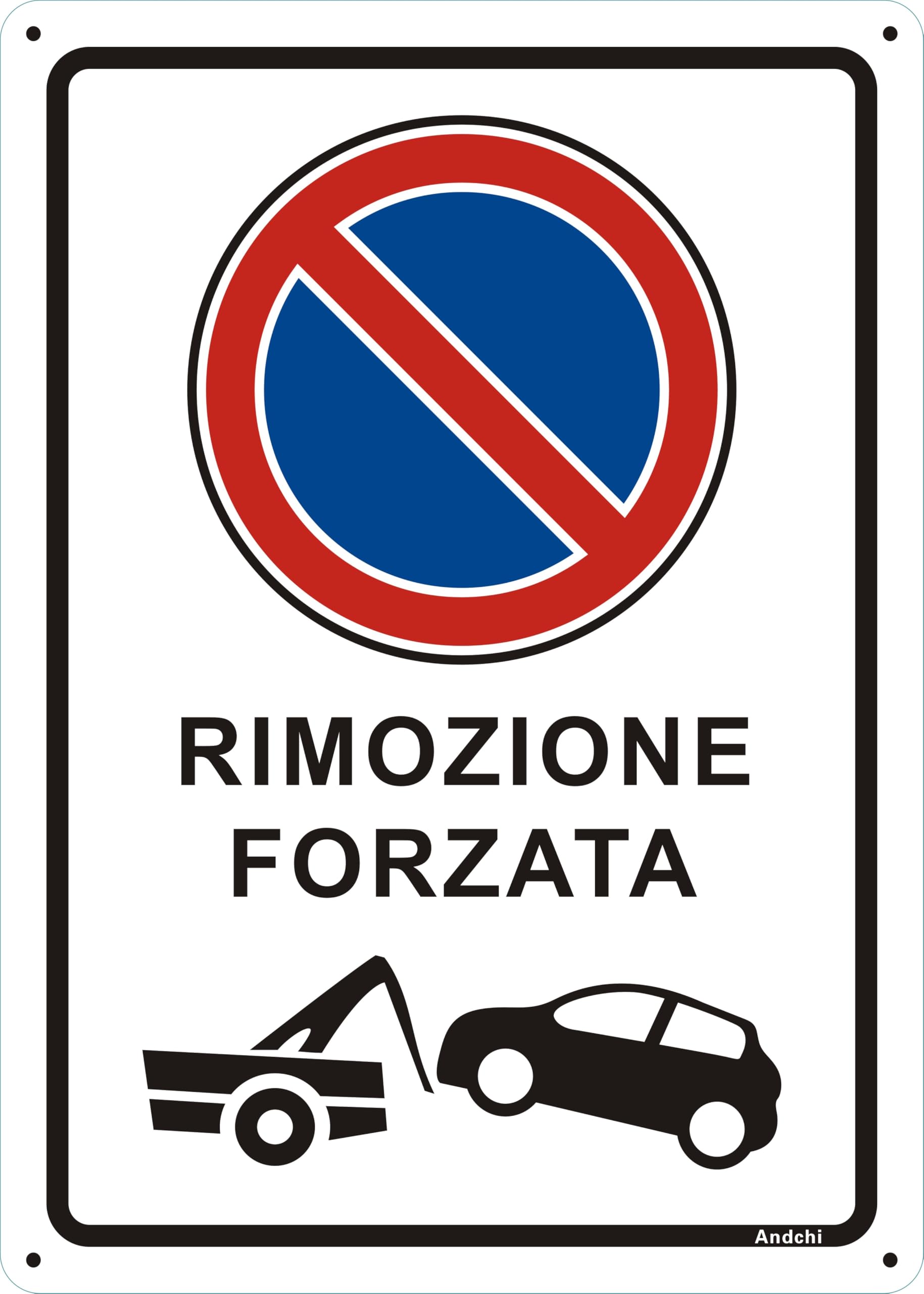 2pz Cartello di divieto di sosta La segnaletica di rimozione suggerisce che il parcheggio illegale sarà rimosso.(Rosso - Parcheggio e rimorchio, 25 * 35cm)