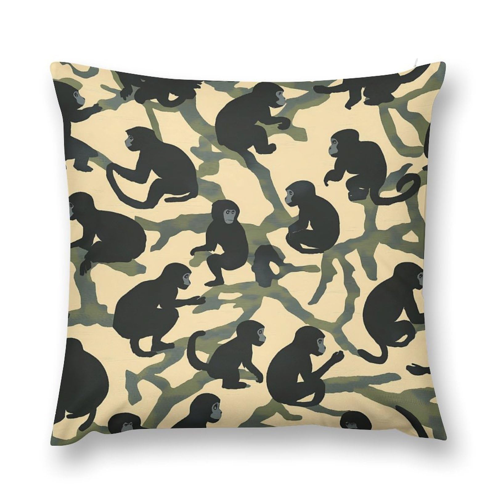 Monkey Camouflage Decorative Throw Pillow Covers Plush Cushion Protect Case for Sofa Bedroom 26 