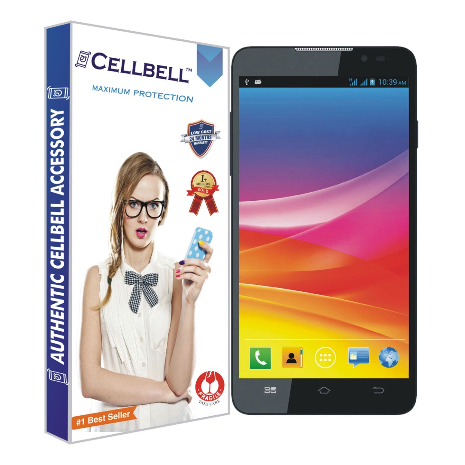CELLBELLShatterproof, Glossy-Finish Screen Protector for Micromax Canvas Pep Q371 - Transparent