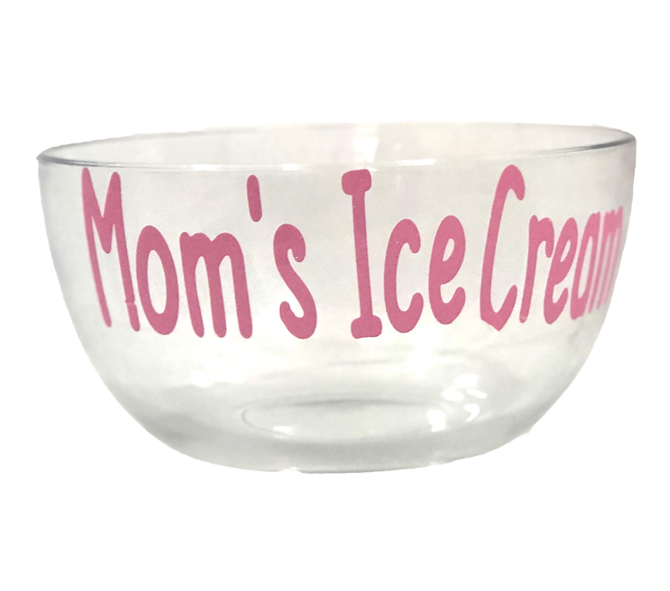 Mom's Glass Ice Cream Bowl with Pink Lettering