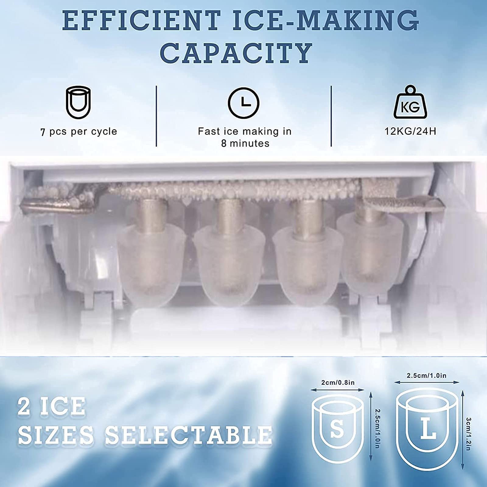 Ice Maker Countertop,15kg/24 Hours 7 Ice Cubes Ready In 8 Minutes With Easy To Control Lcd Display Home Party Portable Ice Maker Machine on Fridge.com - View 6