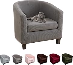 Lydevo Housse pour Fauteuil Cabriolet 2 Pieces Housse de Fauteuil Extensible avec Taie d'Oreiller Revêtement de Fauteuil Club Chesterfield Lavable Universel Couverture de Fauteuil,Jacquard#Gris-Argent