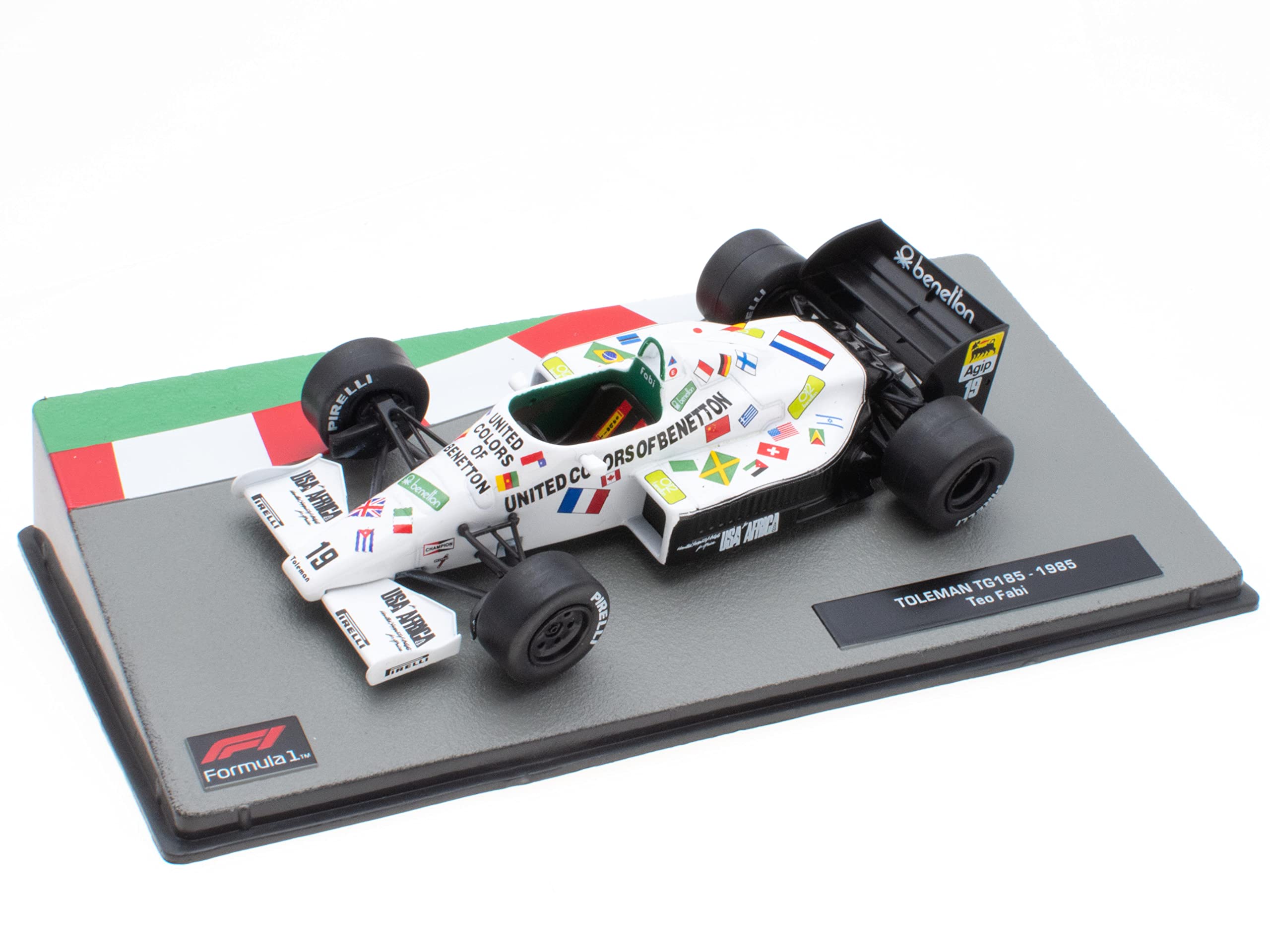OPO 10 - Miniature car Formula 1 1/43 compatible with TOLEMAN TG185 - Teo Fabi - 1985 - FD187, Multicolor