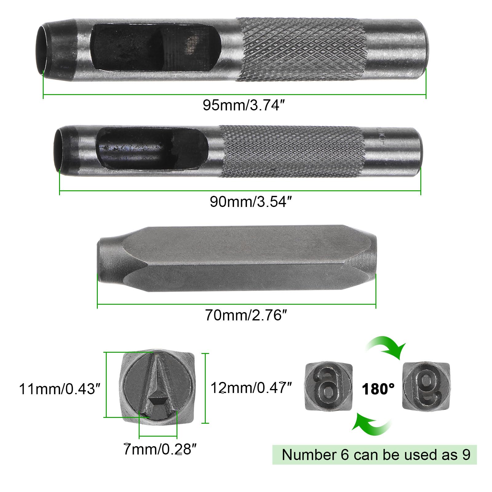 QUARKZMAN 36pz Metallo Stampaggio Kit 25/64" (10mm) (AZ, 0-8,"&" Simbolo) Acciaio Lettera Pugno Premere Utensile con Foro Pugno per Stampa su Metallo, Plastica, Legno, Pelle, Argento