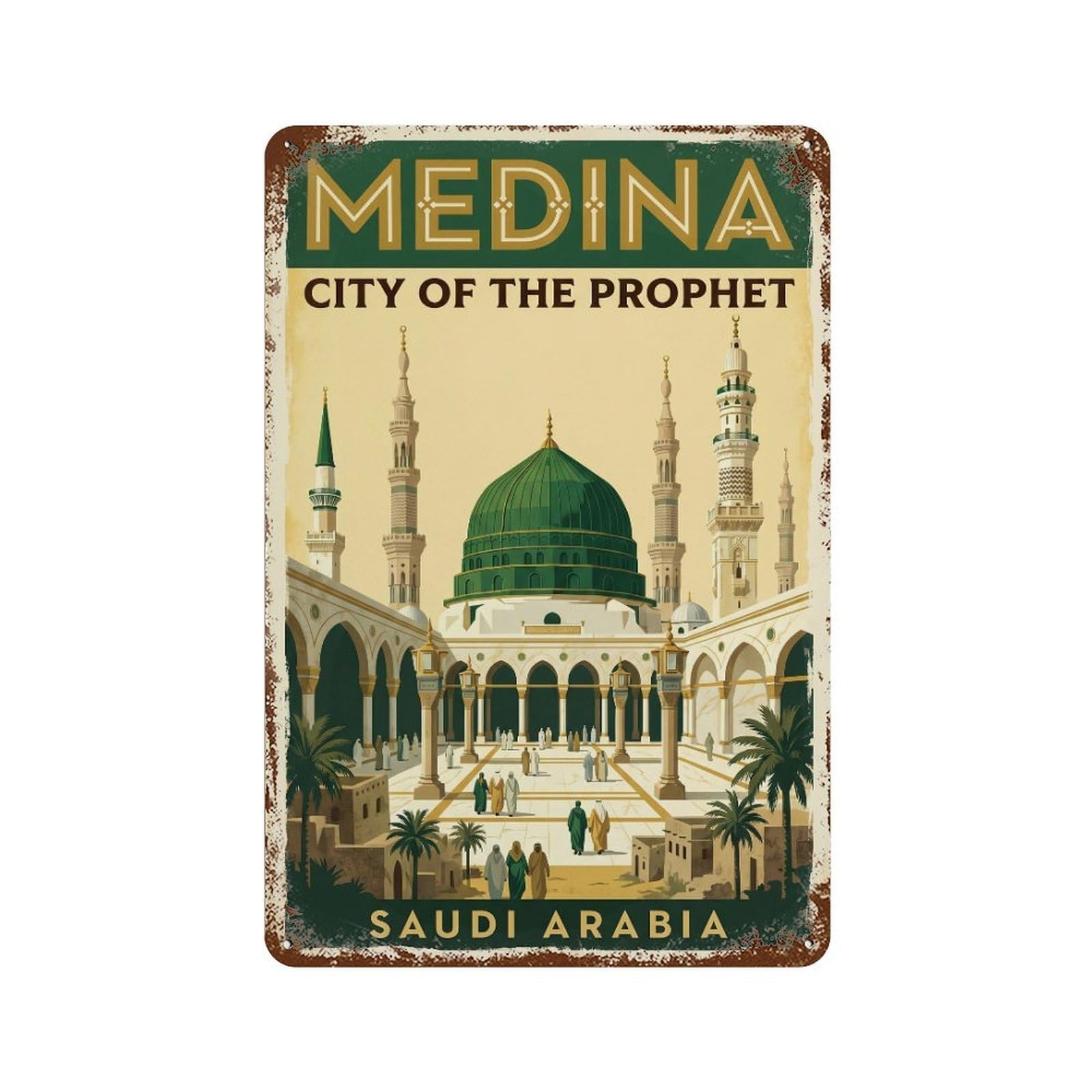 Metal Tin Sign Travel Retro Saudi Arabia Medina