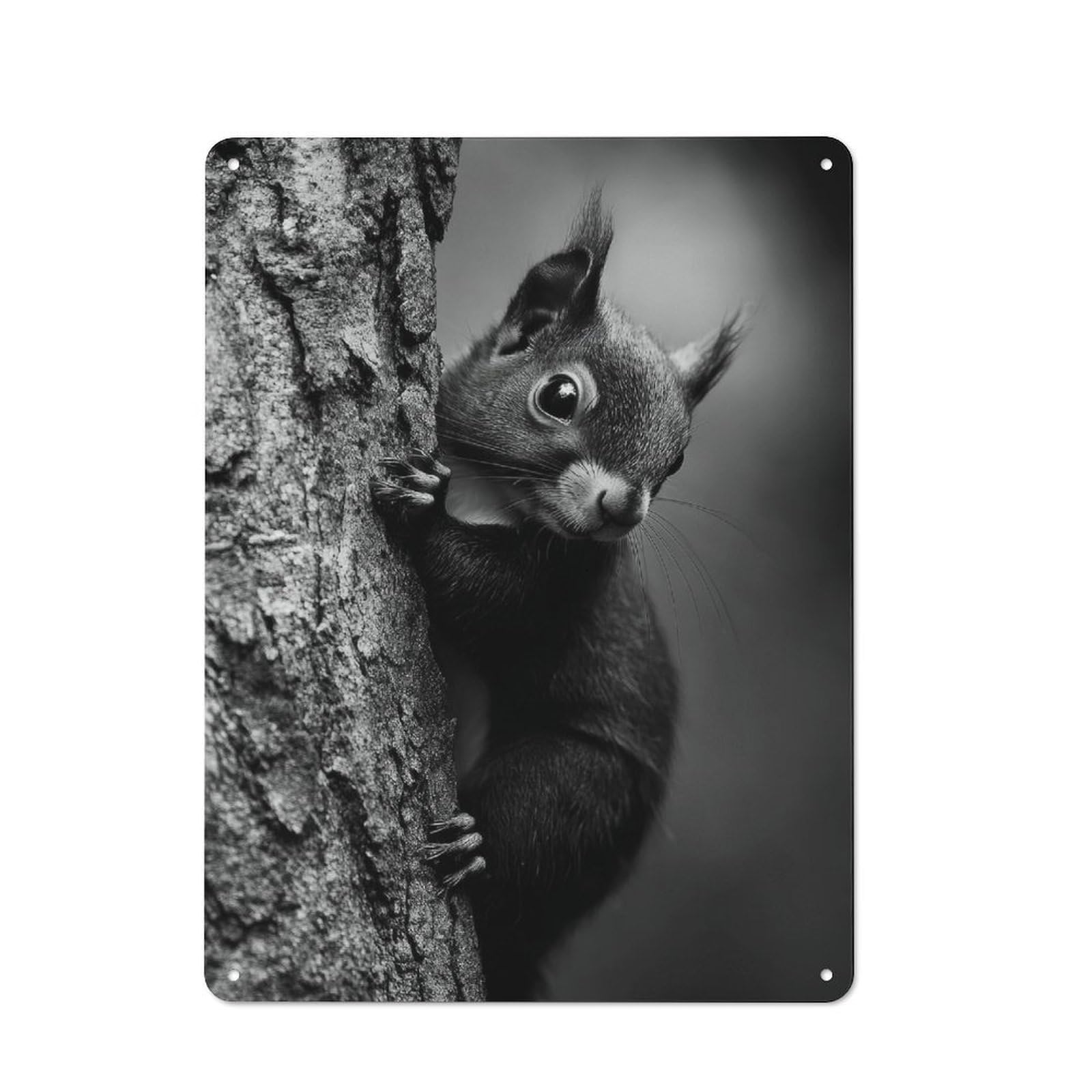 Junmoney Style-17 Old Style Squirrel On Tree Trunk Metal Sign 40X30cm, Bar Wall Plaque For Diner, Restaurant, Shed Or Kitchen