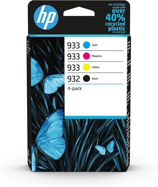 HP 6ZC71AE 932/933 Original Ink Cartridges, Black/Cyan/Magenta/Yellow, Multipack
