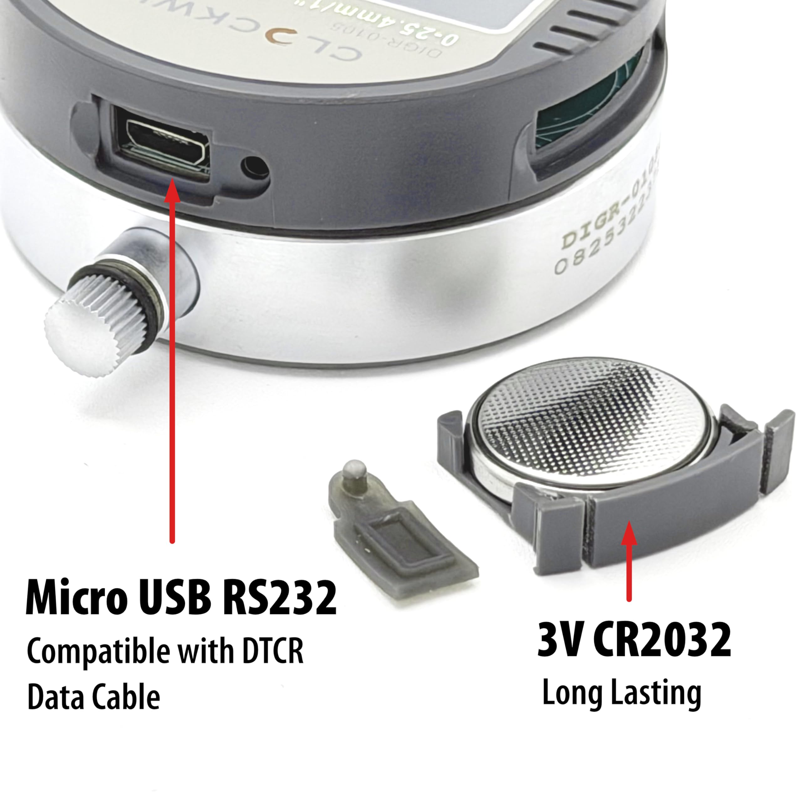 Clockwise Tools DIGR-0105 Elektronische digitale Messuhr Messuhr Zoll/Metrische Umwandlung 0-1 Zoll/25,4 mm mit Rückanstoß, automatische Ausschaltfunktion