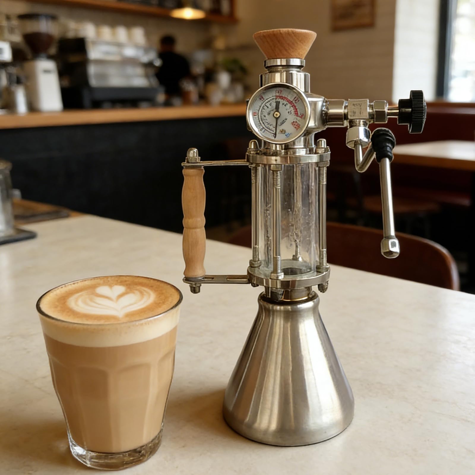 Montalatte e vaporizzatore per latte, cappuccino e cioccolata calda, capacità 350 ml, adatto per fiamme libere e riscaldamento a induzione, con manometro