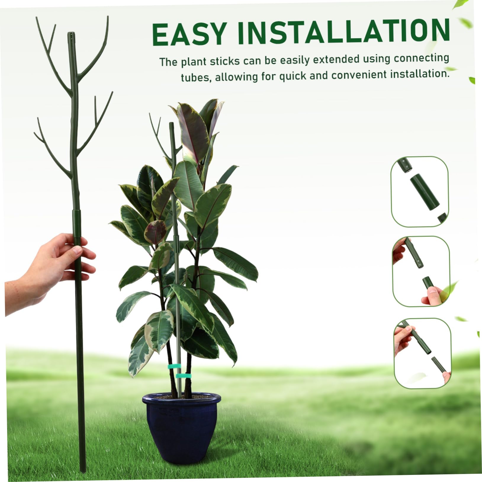 UKCOCO Tuteurs pour Plantes Monstera, 1 Set en Plastique Vert, Clips et Liens Torsadés, Support Solide pour Plantes Grimpantes, Intérieur et Jardin