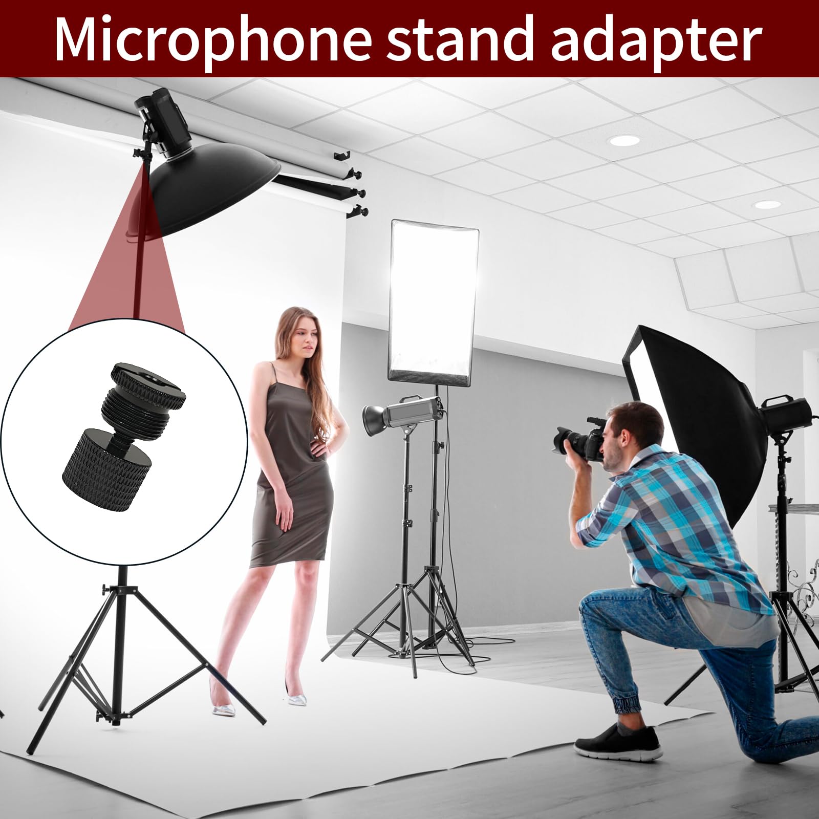 8 pezzi a 5/8to3/8, 3/8to5/8, 5/8to1/4, 1/4to5/8 femmina x filettatura maschio per supporto microfono a adattatore treppiede fotocamera