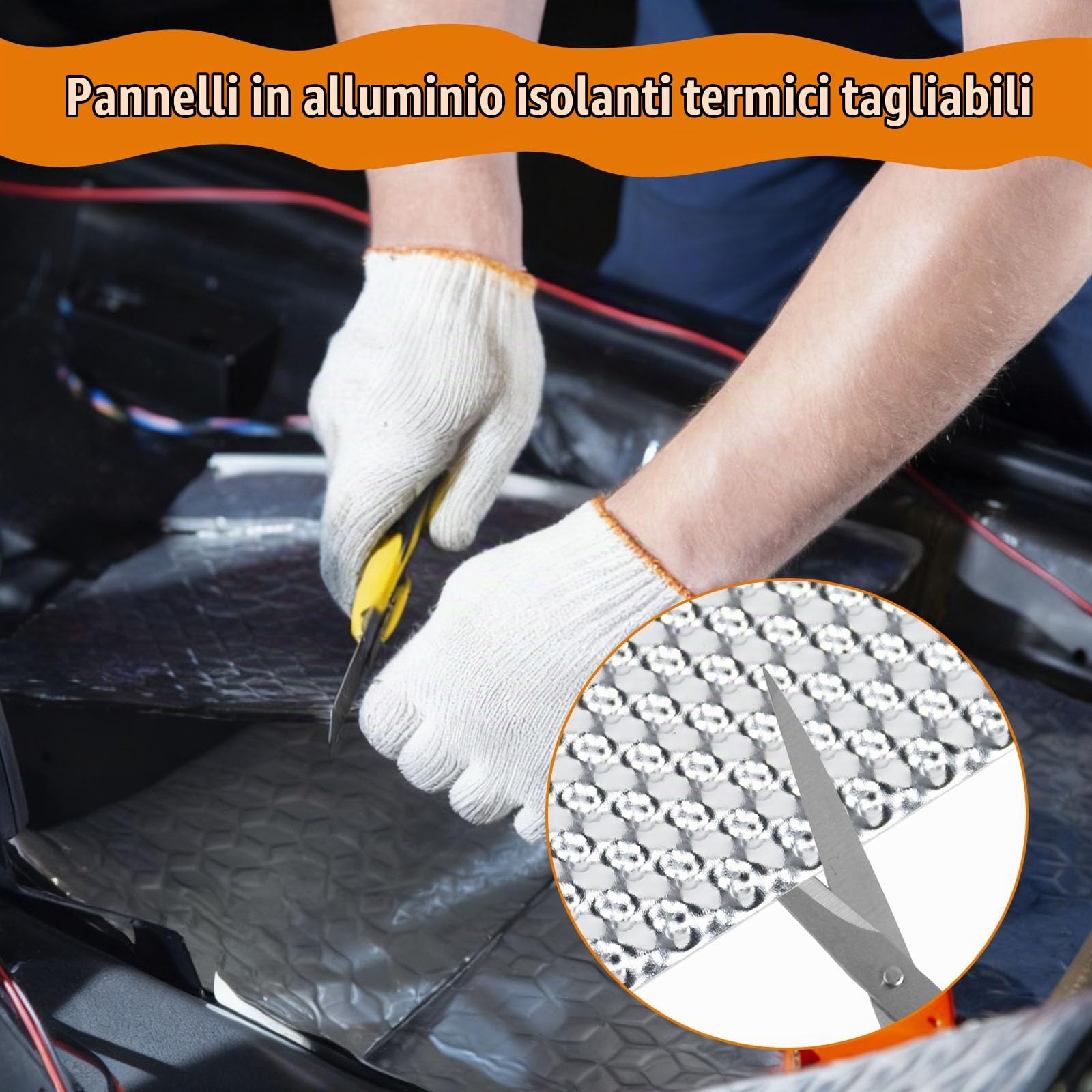 Piastra Termica Isolante Alluminio 100x40cm, Lamiera di Protezione del Calore Goffrata, Paratia Termica Auto per Alte Temperature, Rotolo Pannello Termoriflettente per Tubo Scarico Auto Moto