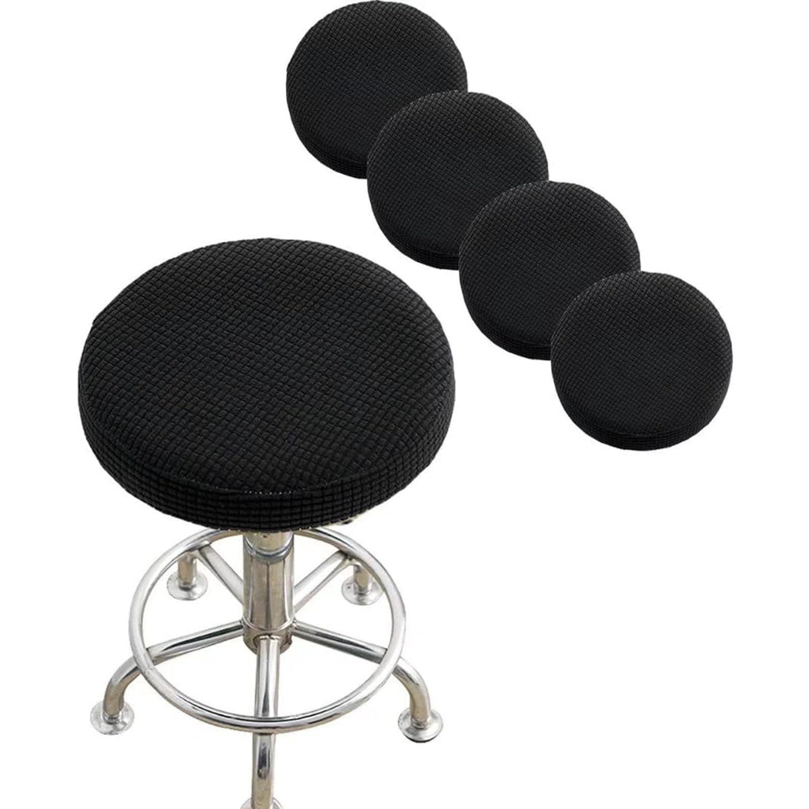 Leomix Round Stretch Bar Stool Covers, Pack of 4/8 Soft Seat Cushion Protectors, Washable Chair Slipcovers for Home Bar Hotel Use,C,4pack