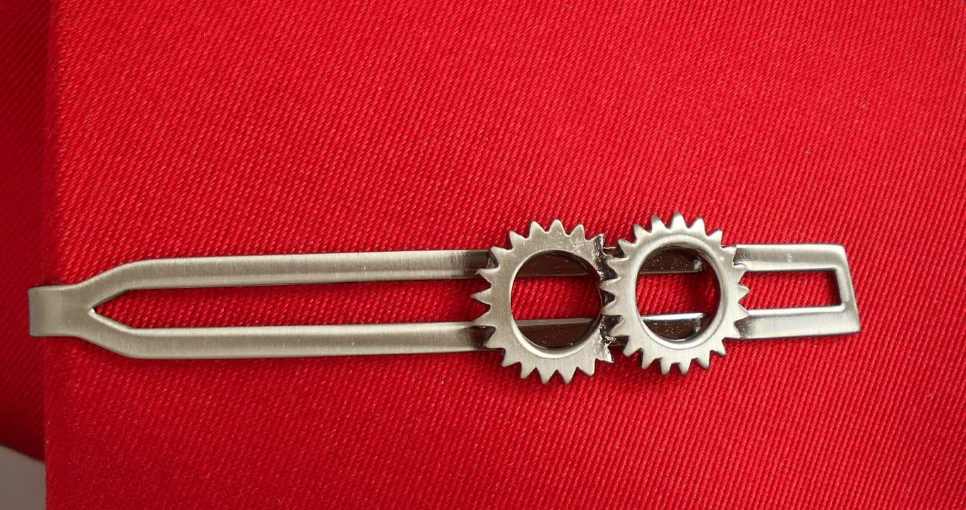 Manschettenknöpfe Zollstock Krawattennadel Schieblehre Zahnräder Handwerker Set + Geschenkboxen - schöne Kombination für Umschlagmanschetten + Seidenkrawatten