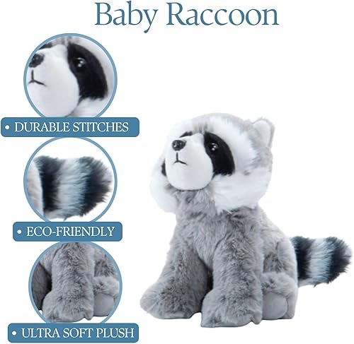 Miniatura 6 de The Petting Zoo Raccoon Stuffed Animal Plushie, Gifts for Kids, Wild Onez Babiez Zoo Animals, Raccoon Plush Toy 6 inches
