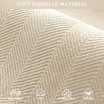 Herringbone Chenille Fabric Furniture Protector Sofa Cover 1 2 3 Seater, Non-Slip Sofa Slipcovers for Corner L Shape, Thick Textured Sofa Cushion Covers Furniture Protector (Beige,70x150cm)