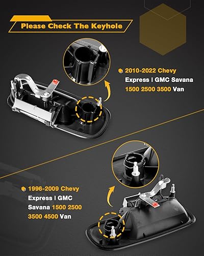 Miniatura 7 de Manija de puerta exterior, compatible con Chevy Express 2010-2022, GMC Savana 1500 2500 3500 Van, lado delantero izquierdo del conductor con