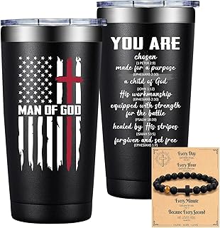 Grifarny Christian Gifts for Men - Catholic Gifts - Religious, Inspirational Scripture, Easter, Baptism Gift for Spiritual Men, Man of God Coffee Tumbler 20 oz