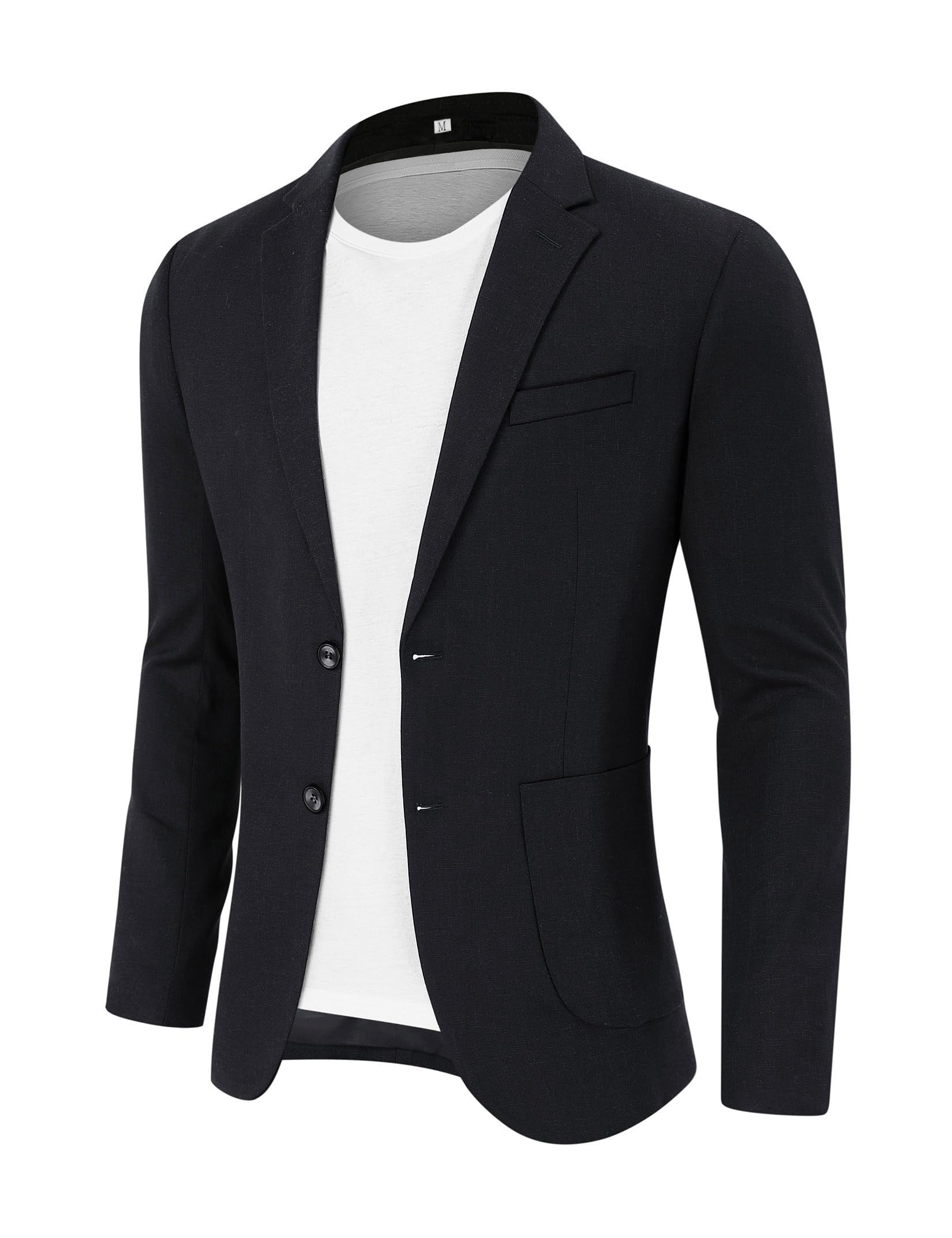 CORSKI Men's Casual Blazer Linen Sport Coat Two Button Lightweight Jackets Business Daily Suit