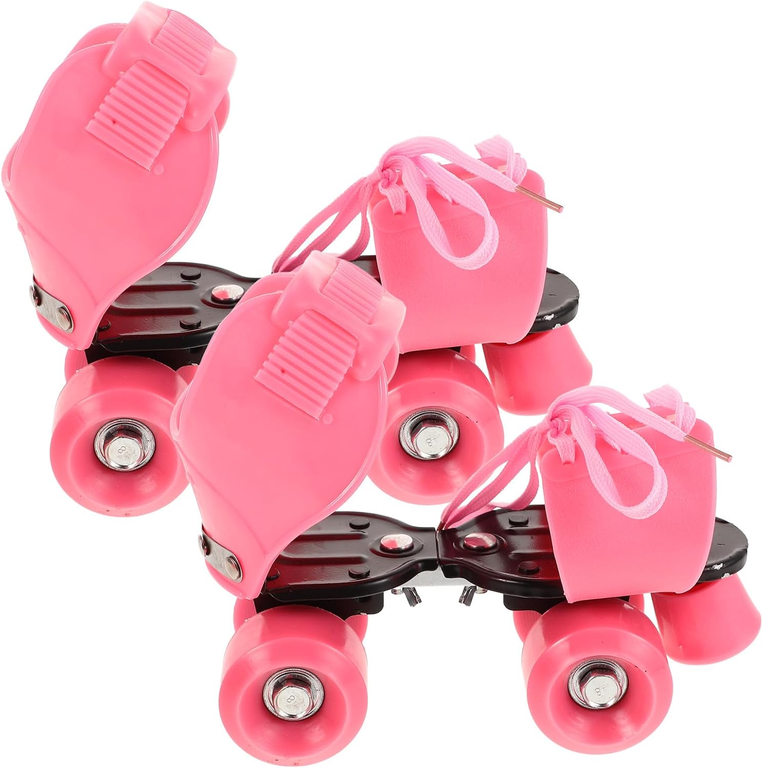 Adjustable Roller Skates for Boys, Pink Double-Row Four-Wheel Inline Skates, Beginner Roller Shoes for Outdoor Play and Skating Activities