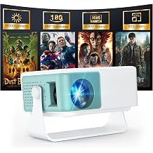 WOLFANG Mini Projector, Portable Projector with 1080P Input Support, Native 720P Resolution, Automatic Keystone Correction, 50% Zoom & 180 Rotation, Compatible with iOS/Android/Laptop/TV Stick