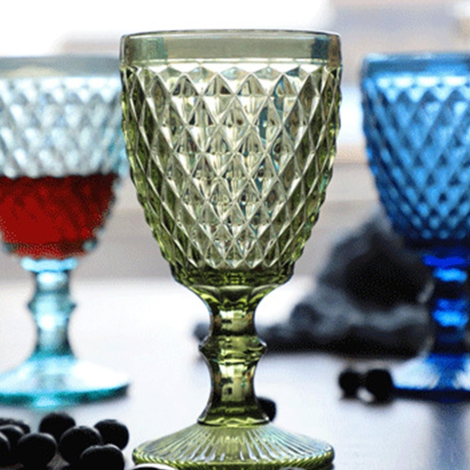 Zkbszn Glass,4pcs Colored Glass Goblets for Weddings and Parties Sophisticated Pattern Glasswares Beverage Drinking Cup