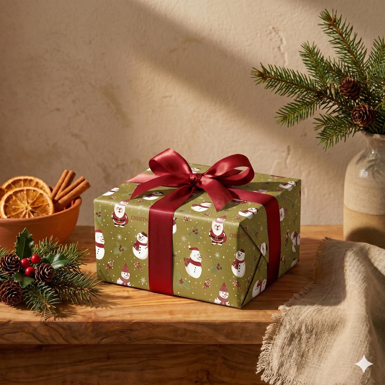 Rouleau de papier cadeau Bonhomme de neige 62 cm x 80 m Grande bobine résistante - Cadeaux festifs boutiques Commerces - FP Fiesta Paper