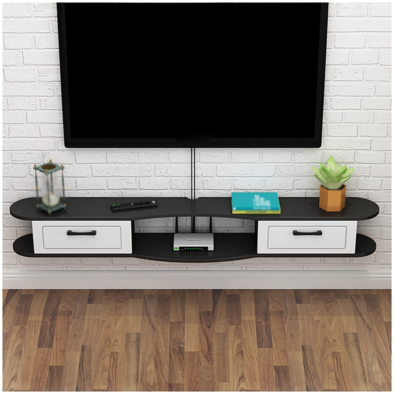 Meuble TV moderne mural suspendu avec porte et console de stockage