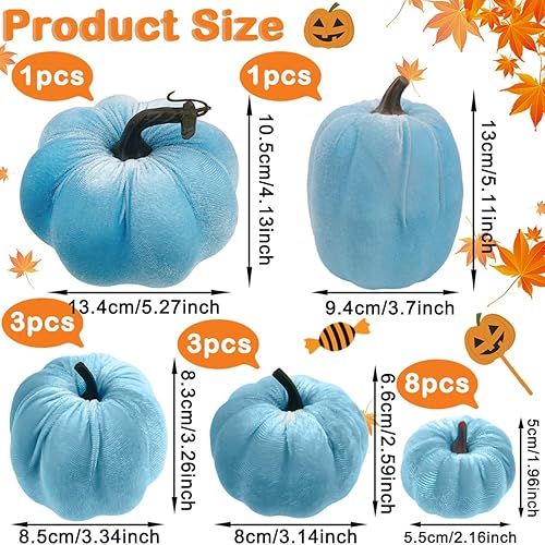 Miniatura 9 de Yatinkim Juego de 16 calabazas negras de terciopelo sintético de Halloween, calabaza de espuma falsa de Halloween, decoración de cocina de Acción de