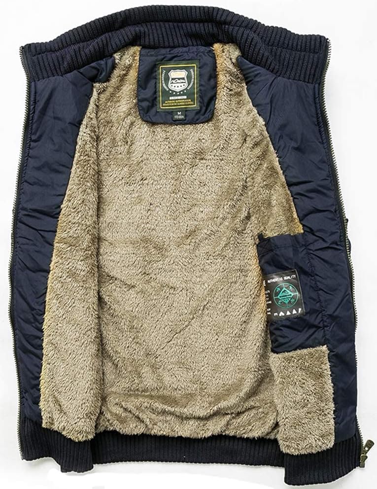 Vcansion Men's Outdoor Stand Collar Fleece Jacket Vest Casual Padded Vest Coats - Image 7