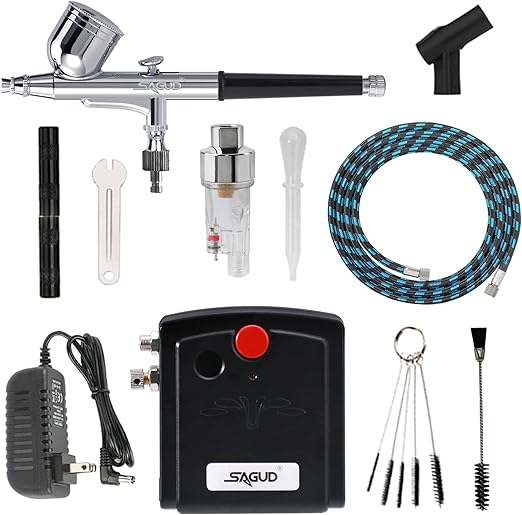 SAGUD Professional Mini Airbrush Kit with Portable Compressor Perfect