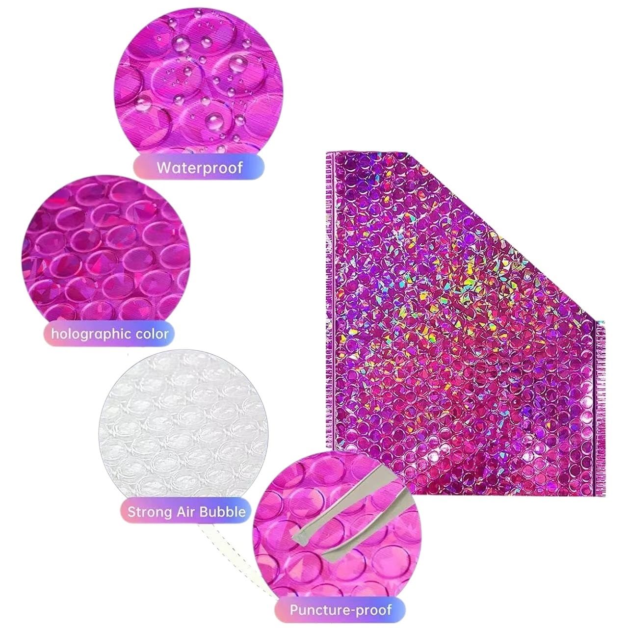 Buste Imbottite Per Spedizioni 50 Pz Busta postale olografica Argento Busta postale Borsa for corriere impermeabile Buste imbottite a bolle Borsa for imballaggio for la spedizione Buste Imbottite(Colo