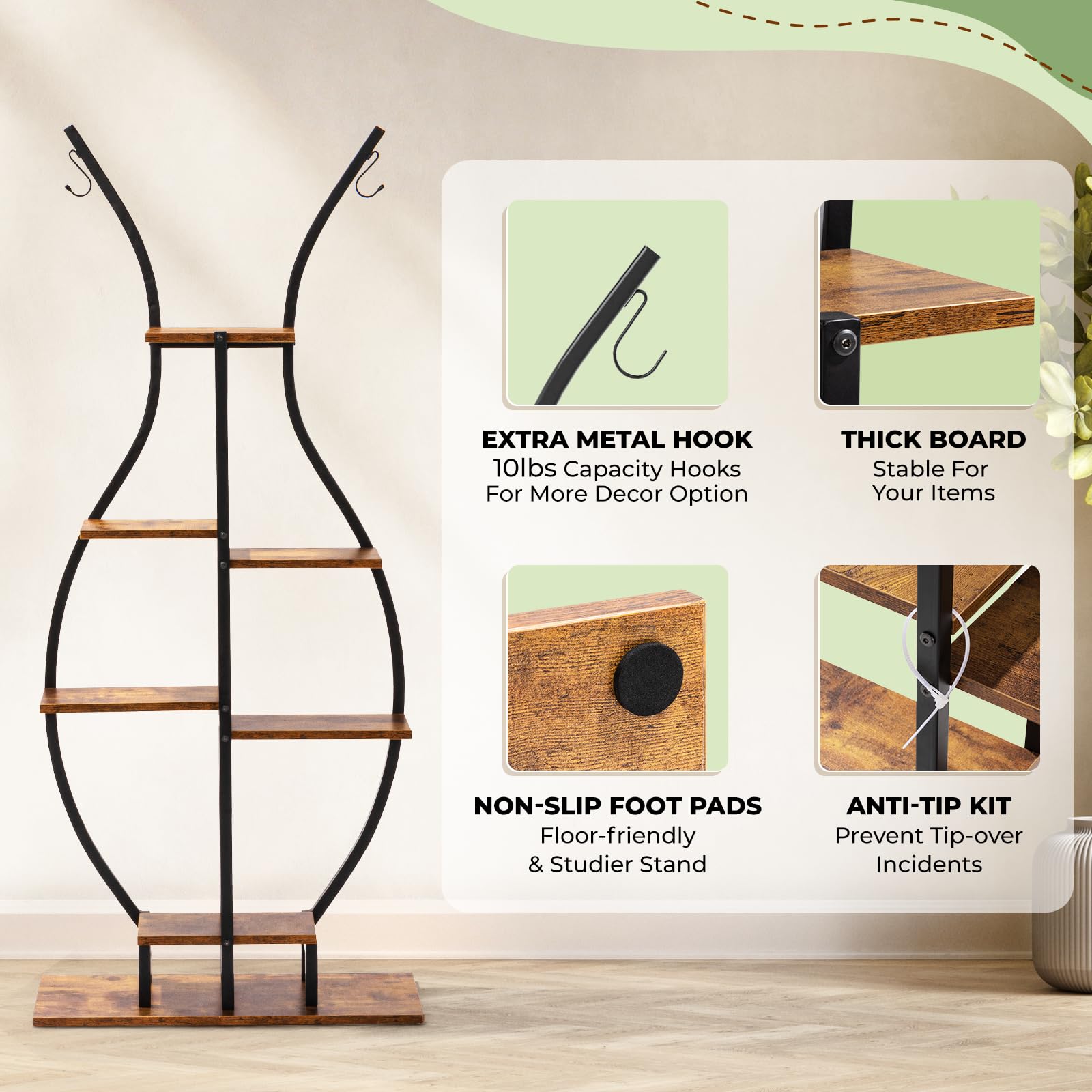 Amazon.com : 6 Tier Plant Stand Indoor, Vase-Shape Plant Shelf