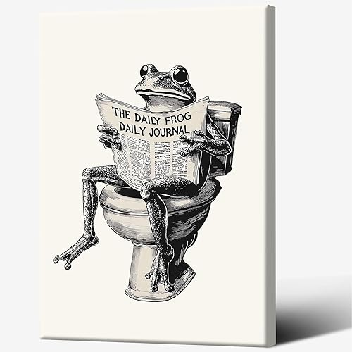 Miniatura 15 de FBKDVC Póster de rana jugando banjo lienzo para pared, diseño de cómics vintage, retro, lindo animal para pintura bohemia, sala de estar, arte rana
