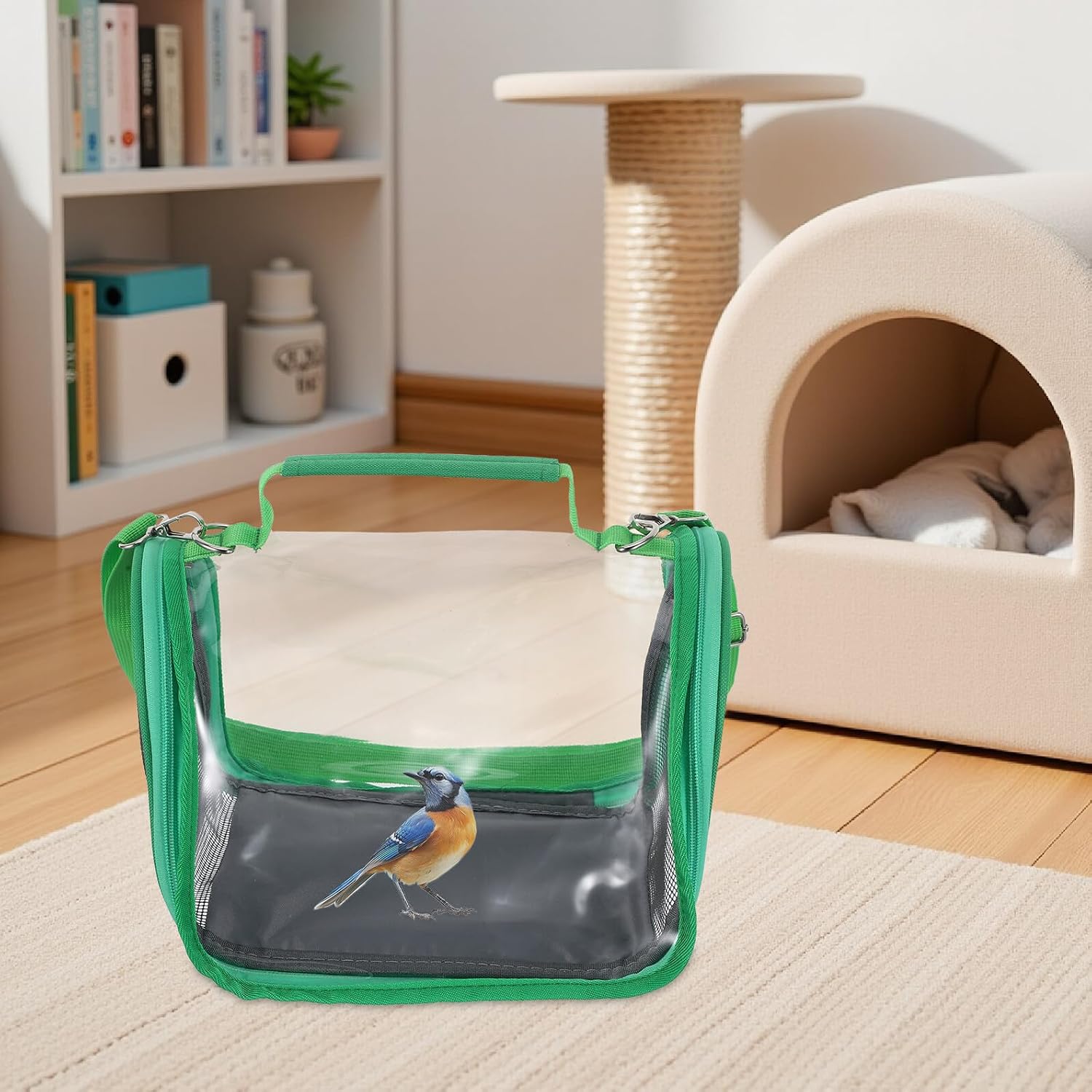 Artibetter Portable Small Bird Travel Carrier Cage with Strap and Handle, Lightweight Parrot Travel Carrying Case for Parakeets and Conures, Outdoor Pet Bird Cage for Hiking and Vacation