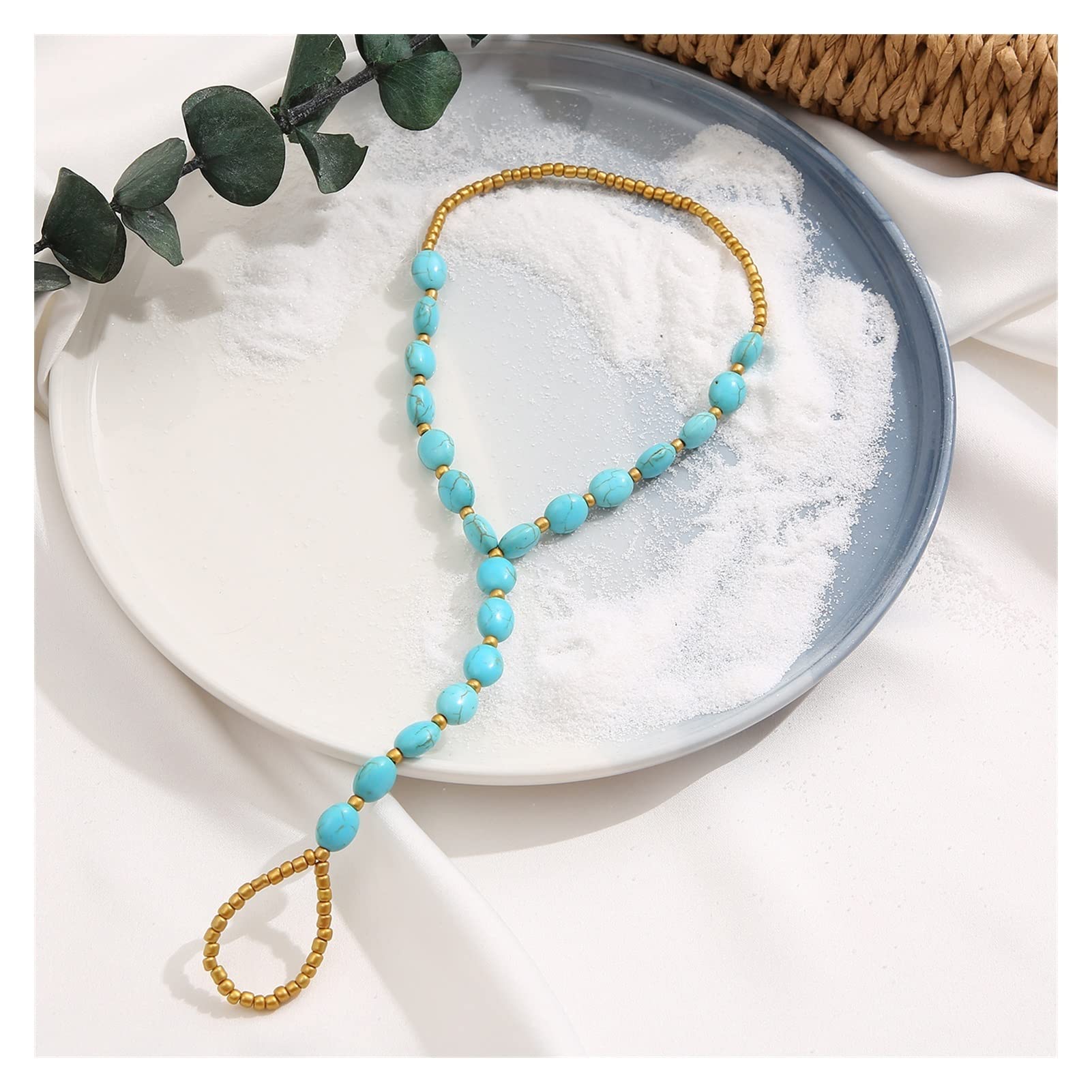 Fußkettchen Neue böhmische türkisfarbene Fußkettchen – kreative Retro-Strand-Fußkettchen für Damen