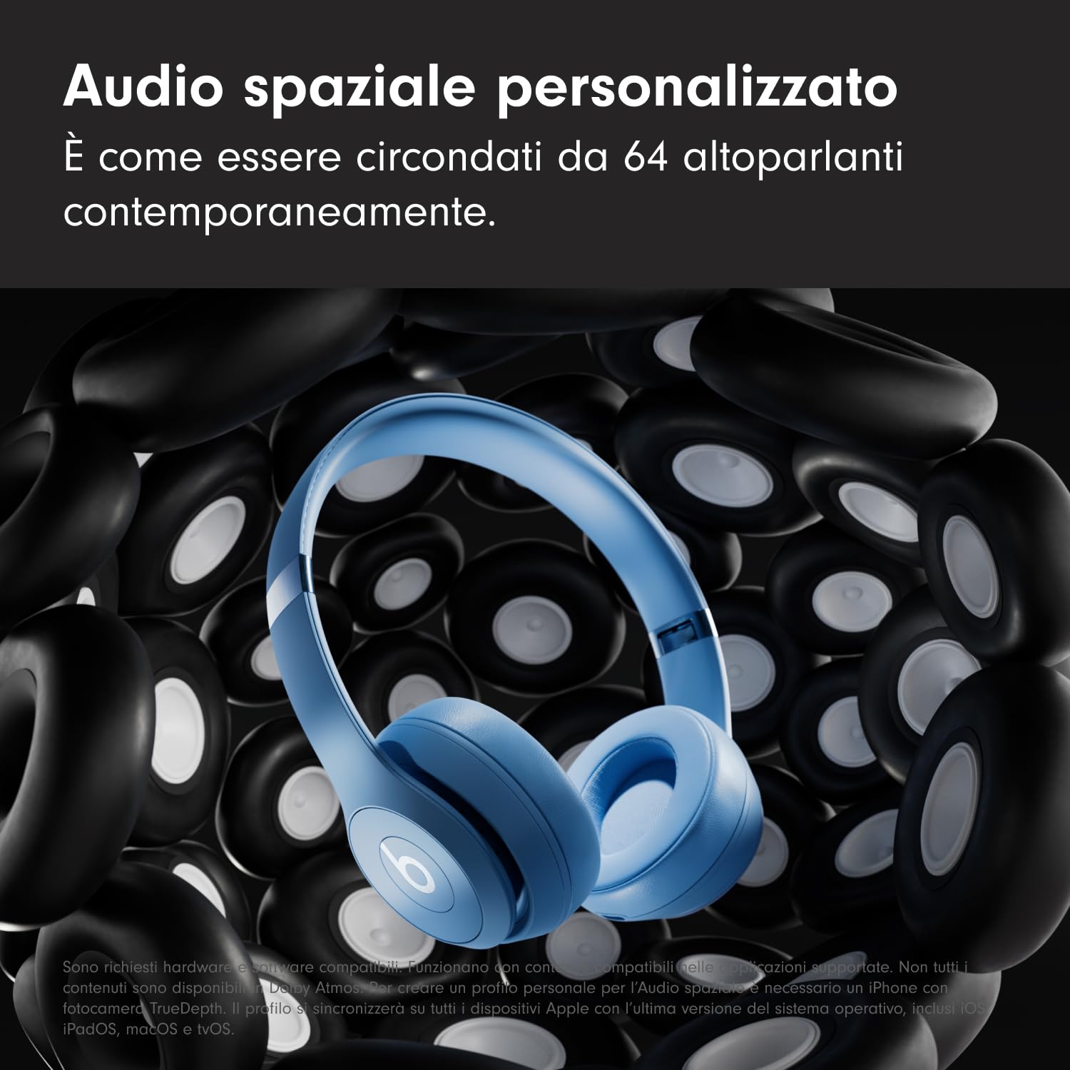 Beats Solo 4 - Cuffie wireless bluetooth on-ear, compatibili con Apple e Android, fino a 50 ore di autonomia - Blu ardesia