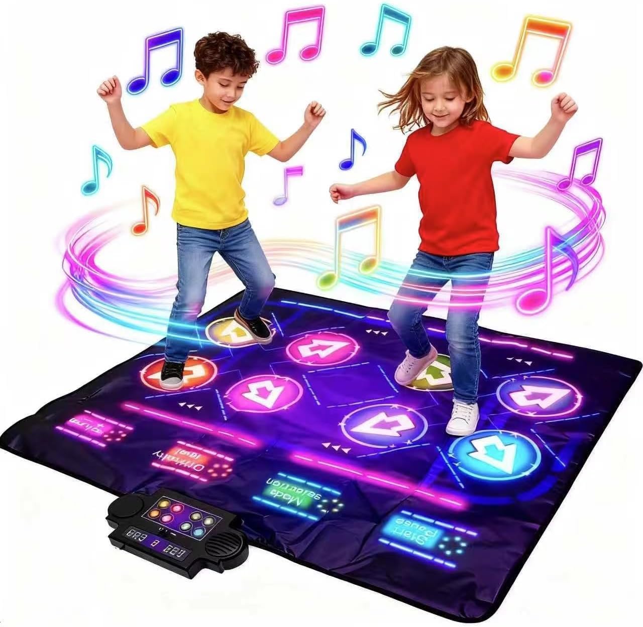 Tappetino da ballo per videogiochi, 8 sensori direzionali, illuminazione a LED, accessori per console di gioco con controllo di difficoltà e volume