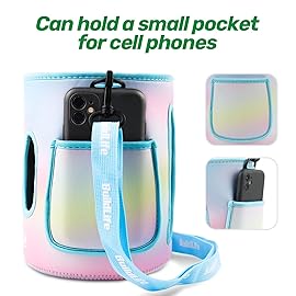 QuiFit 1 Gallon Water Bottle - with Straw & Motivational Time Marker Leak-Proof BPA Free Reusable Gym Sports Outdoor Large(128OZ) Capacity Water Jug(Purple/Green with Sleeve,1 Gallon)