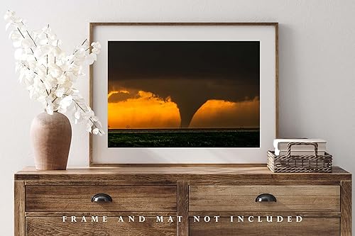 Miniatura 4 de Storm Photography Print (Not Framed) Picture of Tornado Silhouette at Sunset on Stormy Evening in Kansas Thunderstorm Wall Art Nature Decor (20" x