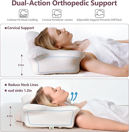 Miniatura 3 de Almohadas ergonómicas de espuma viscoelástica para dormir, almohada cervical para aliviar el dolor, almohada refrescante para dormir de lado para