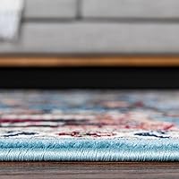 Vista 5 de Unique Loom Narenj Collection - Alfombra de área Birmingham (octágono de 5 pies 1 pulgada, azul/borgoña)