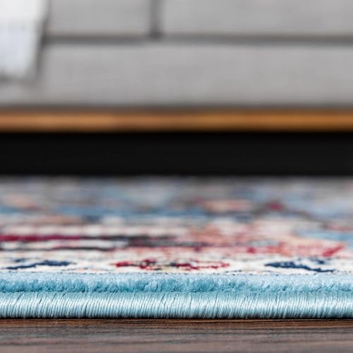 Miniatura 6 de Rugs.com Rabia Collection - Alfombra baja azul de 5 x 8 pies, perfecta para dormitorios, comedores, salas de estar