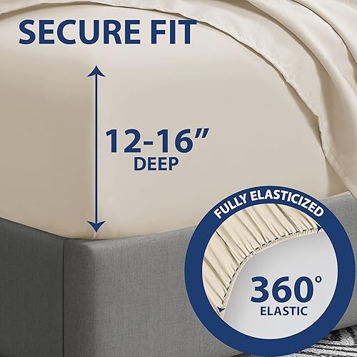 Miniatura 4 de Home Basics - Juego de sábanas de microfibra cepillada ultrasuave de 4 piezas de 2.36 ozm, hipoalergénico, individual, color crema